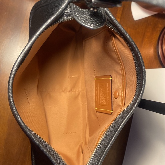 Coach Cary CC437 Black Pebble Leather Shoulder Crossbody Bag Pewter - Picture 6 of 8